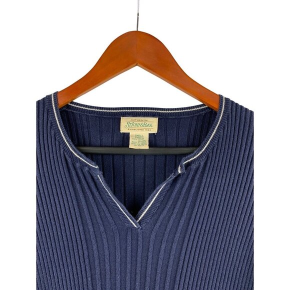 St. Johns Bay Authentic 100% Cotton Ribbed Long Sleeve Sweater Small Blue - Picture 3 of 4